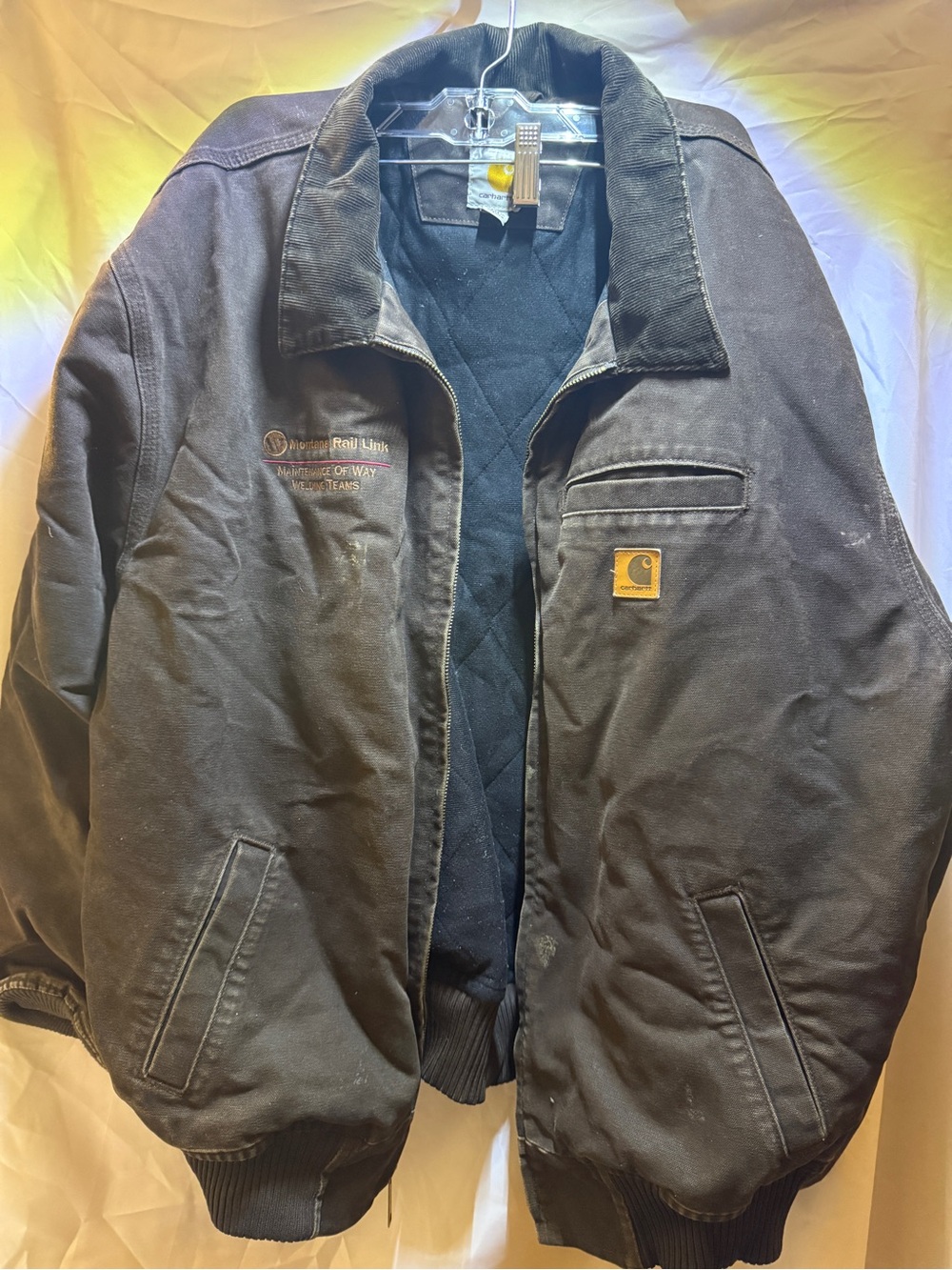 Carhartt Black Brown Men's Quilted-Lined Bomber Jacket